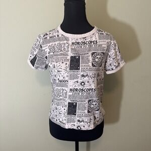 Horoscope Short Sleeve Crop Top Vibe N' Beige Astrology Galaxy Space Size Medium